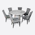 1.35M Round Marble Dining Table Set MT-837-A + DC-4081